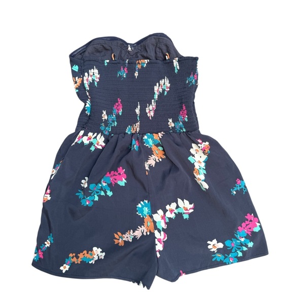 American Eagle Womens Y2K  Romper Blue Floral Strapless Pockets Size 0 - Picture 9 of 11